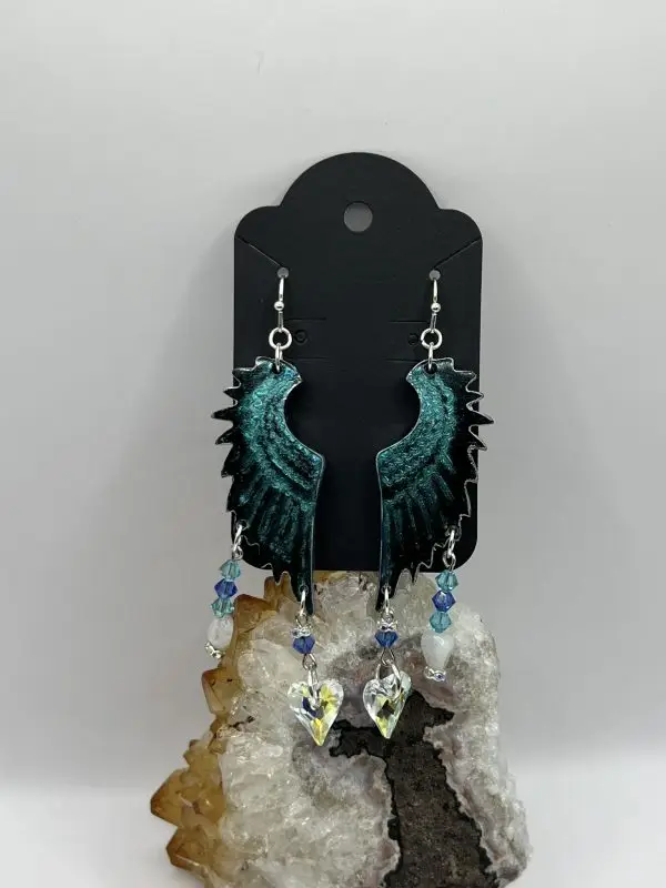 Swarovski Moonstone Dark Angel Wing Earrings - Image 4