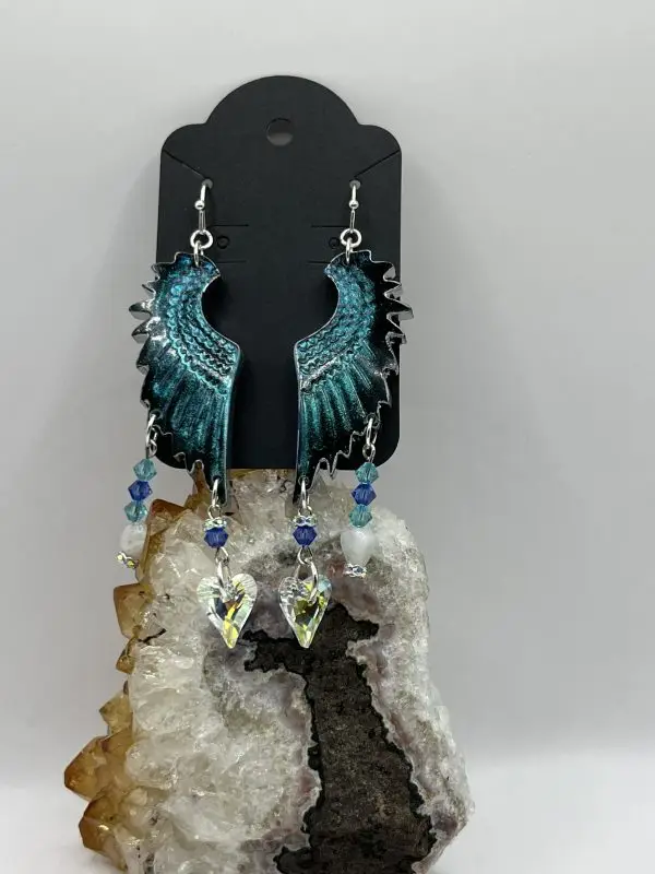 Swarovski Moonstone Dark Angel Wing Earrings - Image 3