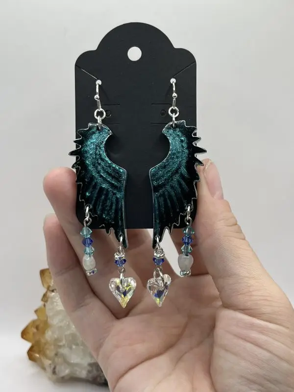 Swarovski Moonstone Dark Angel Wing Earrings - Image 12
