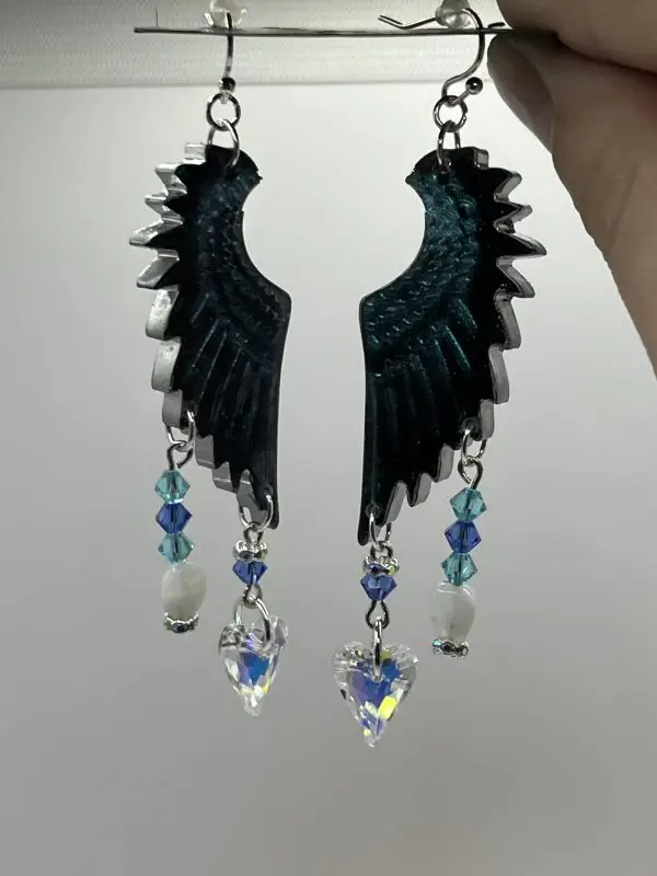 Swarovski Moonstone Dark Angel Wing Earrings - Image 11