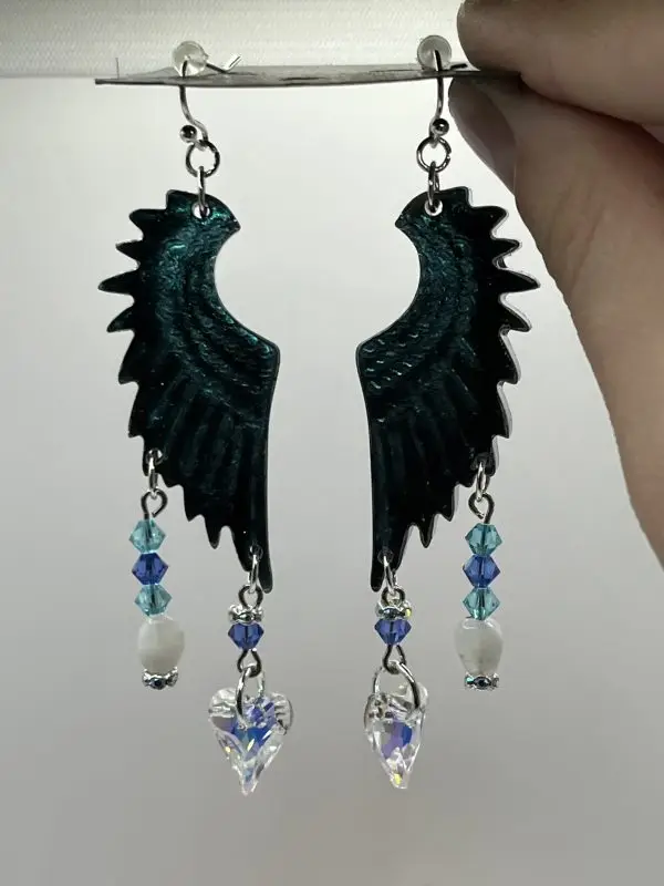 Swarovski Moonstone Dark Angel Wing Earrings - Image 10
