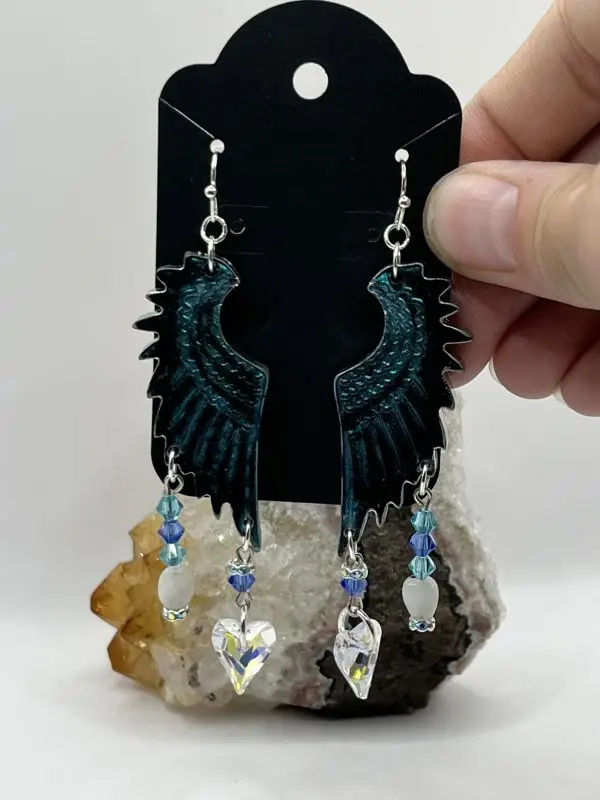 Swarovski Moonstone Dark Angel Wing Earrings - Image 9