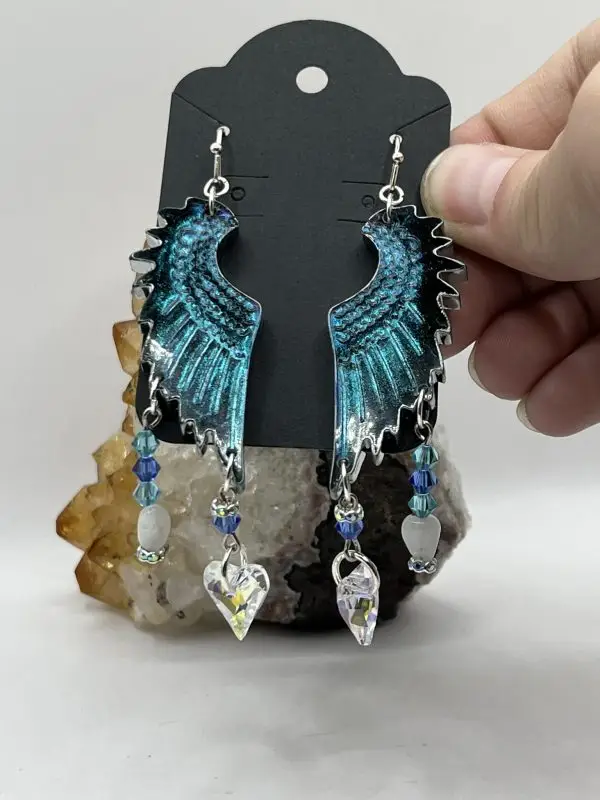 Swarovski Moonstone Dark Angel Wing Earrings - Image 8