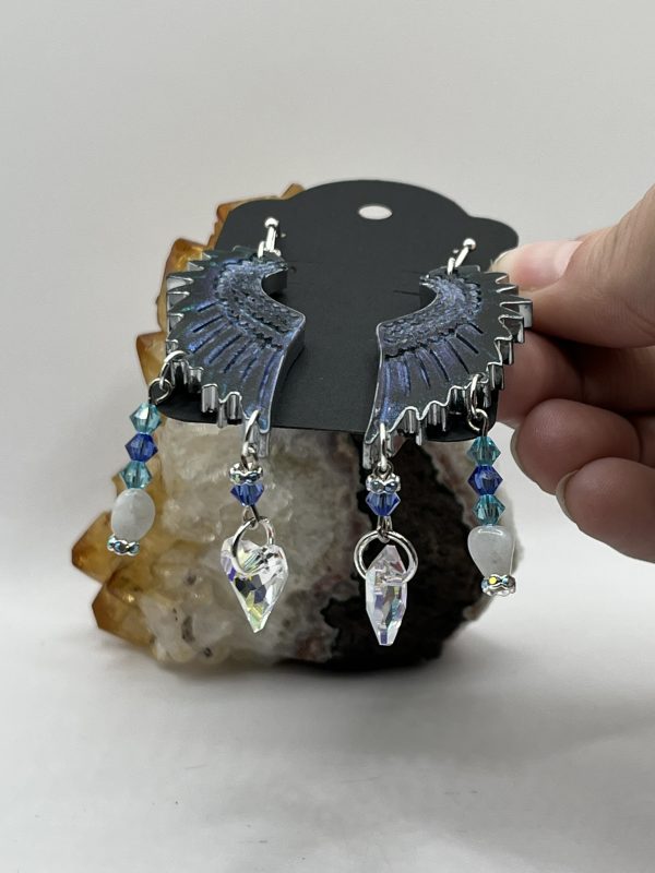 Swarovski Moonstone Dark Angel Wing Earrings - Image 7