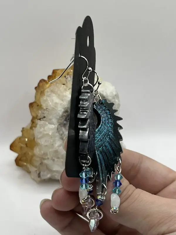 Swarovski Moonstone Dark Angel Wing Earrings - Image 13