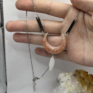 Crescent Moon & Feathers Necklace