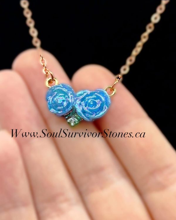 Double Blue Rose Dainty Necklace - Image 10