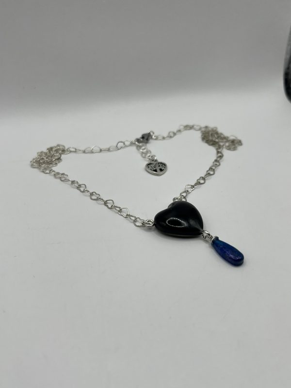 Black & Blue Heart Teardrop Necklace - Image 8