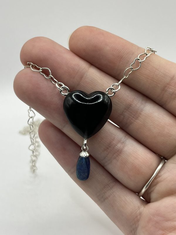 Black & Blue Heart Teardrop Necklace - Image 5