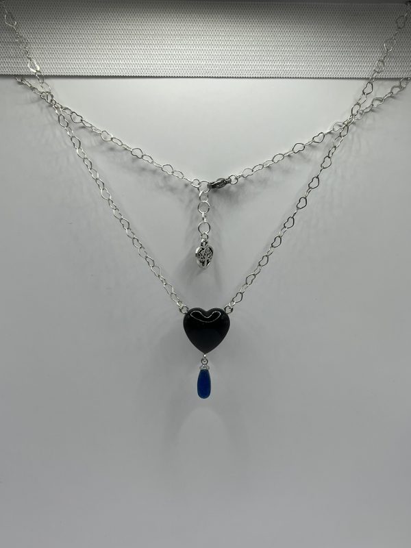 Black & Blue Heart Teardrop Necklace - Image 6