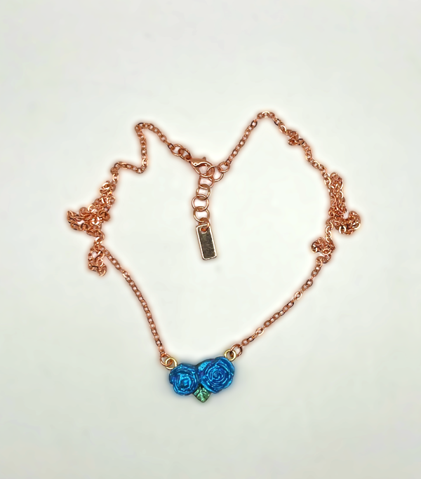 Double Blue Rose Dainty Necklace - Image 5