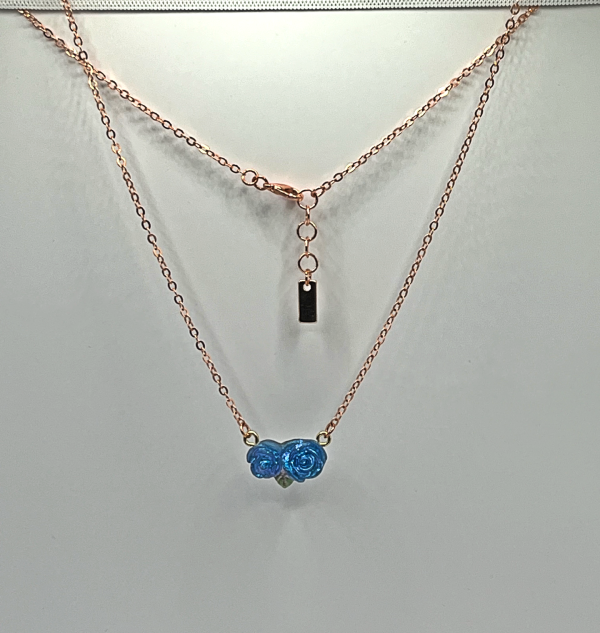 Double Blue Rose Dainty Necklace - Image 2