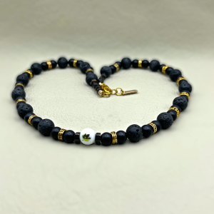 Men’s maple leaf onyx necklace