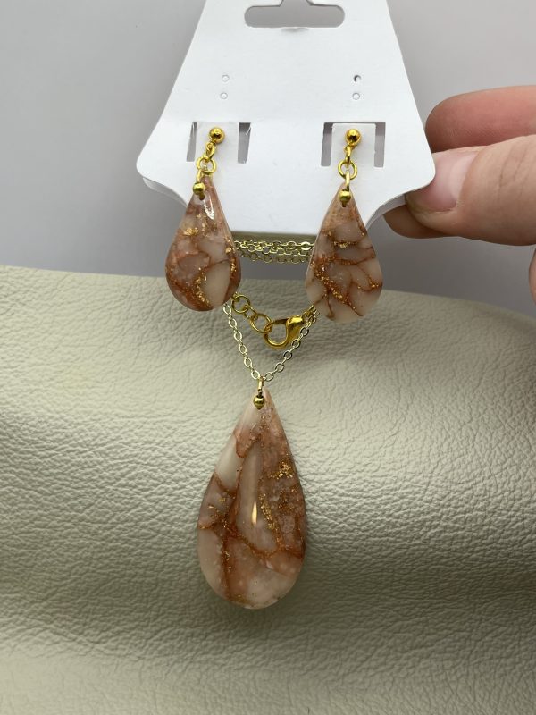 Faux Agate Teardrop Set