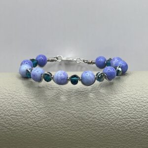 Purple & Blue Silver Toned Wire Wrapped Bracelet